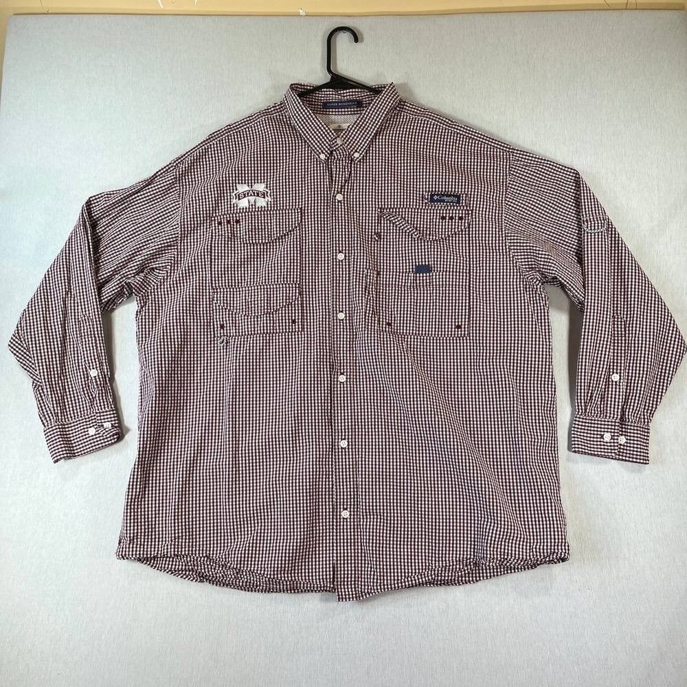 Columbia PFG Shirt Mens XXL 2XL Mississippi State Bulldogs Super Bonehead Vented
